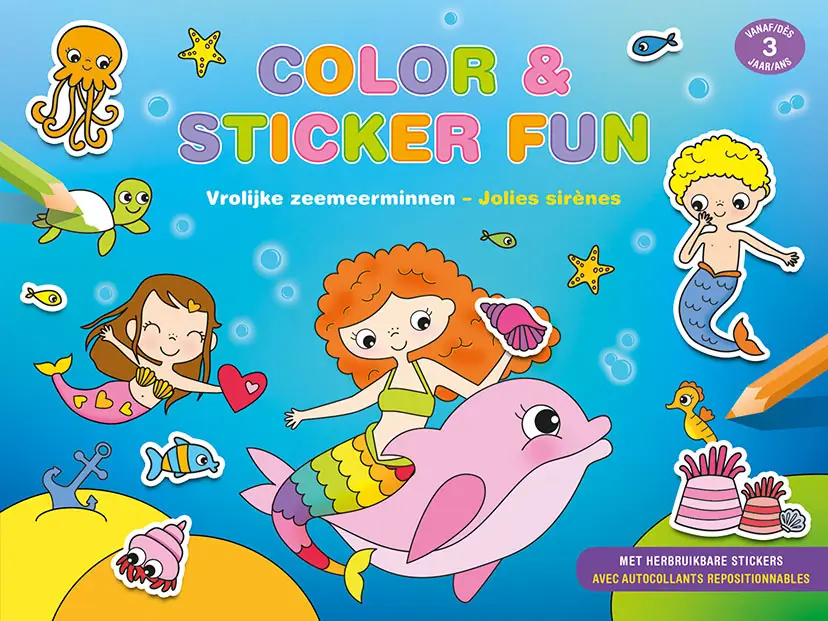 Color & Sticker Fun - Vrolijke zeemeerminnen / Color & Sticker Fun - Jolies sirènes