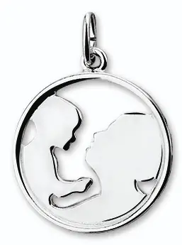 Silver pendant mother and child