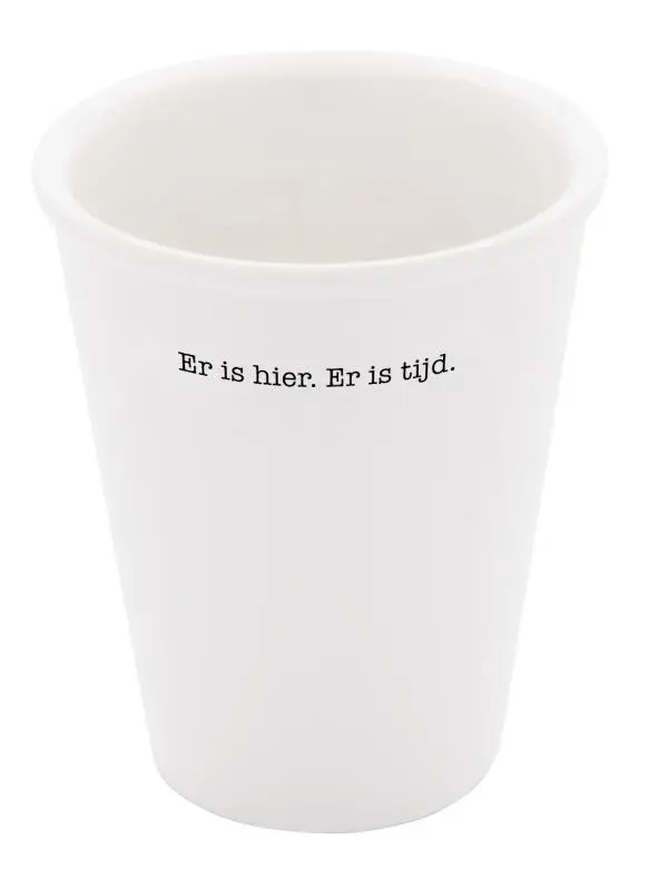 Porseleinen beker 'Er is hier er is tijd' set van 2