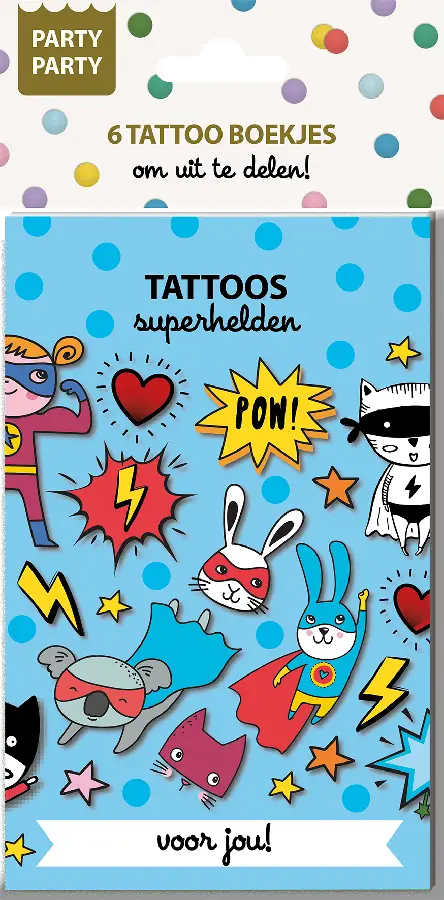 Party Party 6 Tattoo boekjes - Superhelden