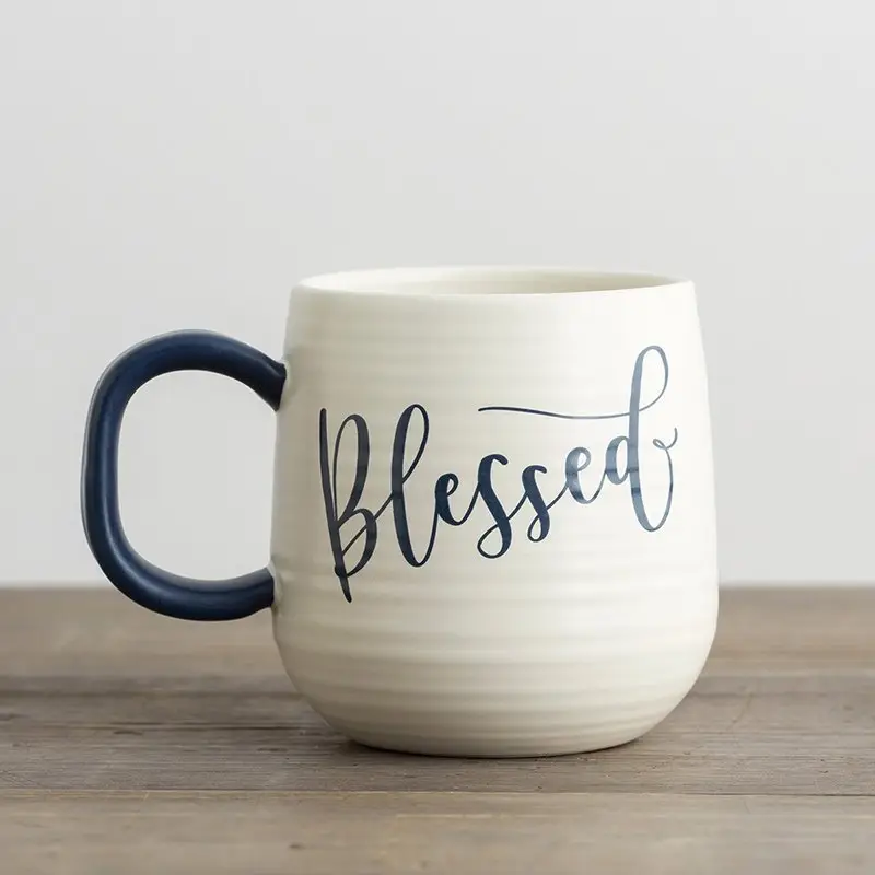 Mug Blessed - white/indigo
