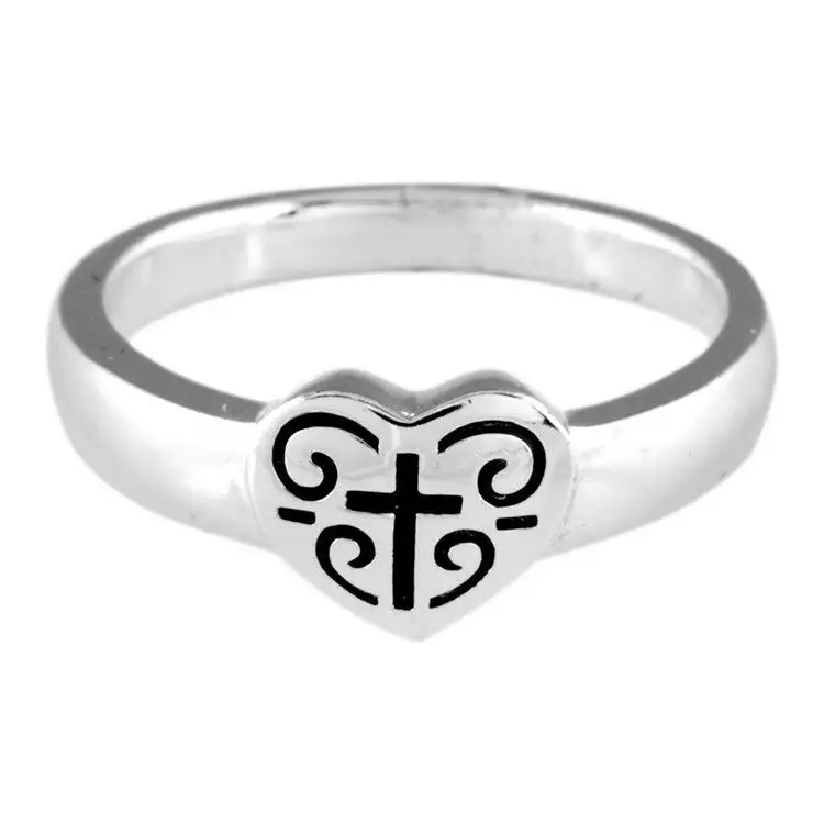 Heart with cross/scrolls -Size 7 (17mm)