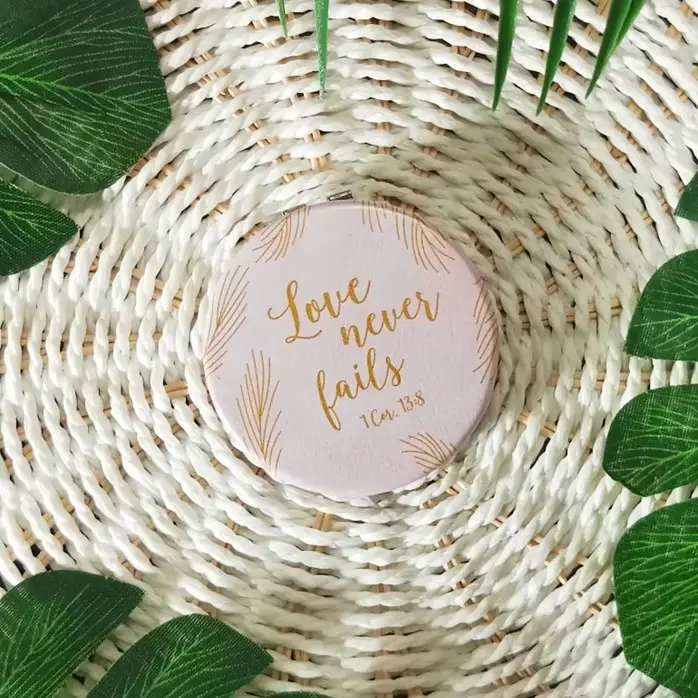 Mini compact mirror Love never fails
