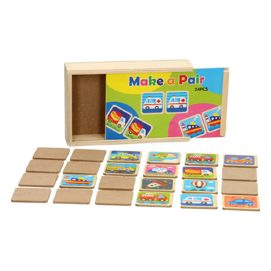 Houten memo voertuigen 24dlg