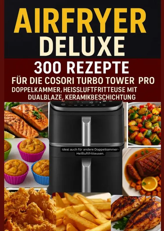 Airfryer Deluxe: 300 Rezepte für die COSORI Turbo Tower Pro - Doppelkammmer-Heißluftfritteuse mit DualBlaze, Keramikbeschichtung