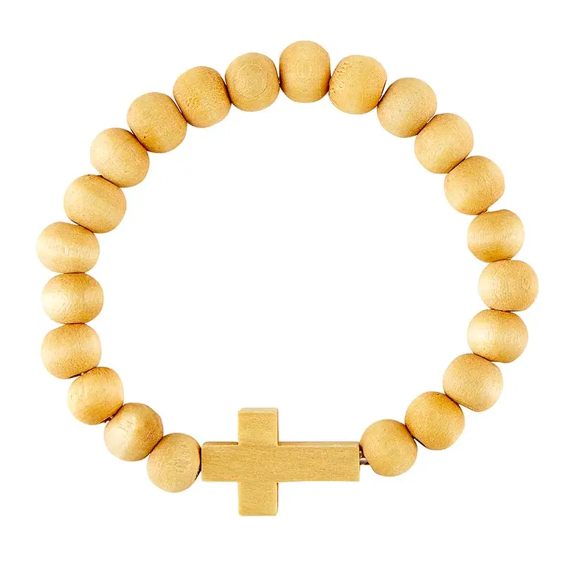Wood Bracelet Cross Natural