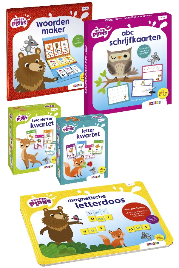 Pakket Letterplons - set 5 voor 4 (5 spellen)