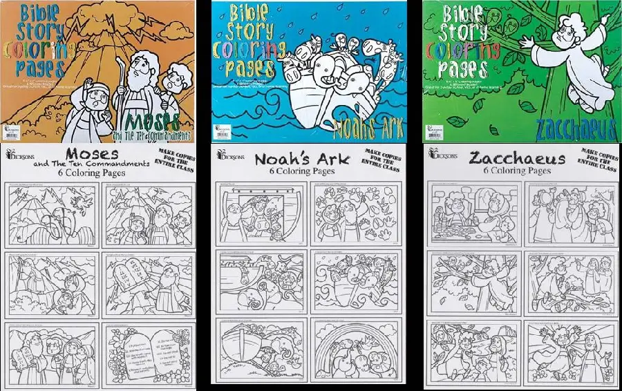 3pc - coloring pages (6) Moses Noah Zacc
