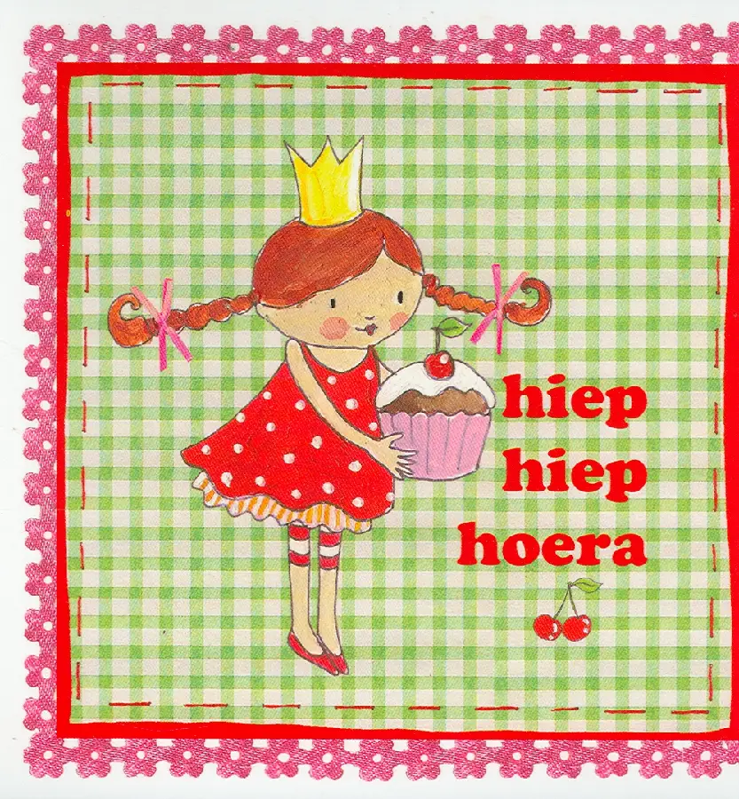 Wenskaart prinsesje ruit groen