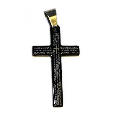 Pendant cross vater unser black inlay