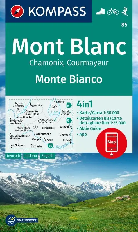 Kompass WK85 Mont Blanc, Chamonix, Courmayeur