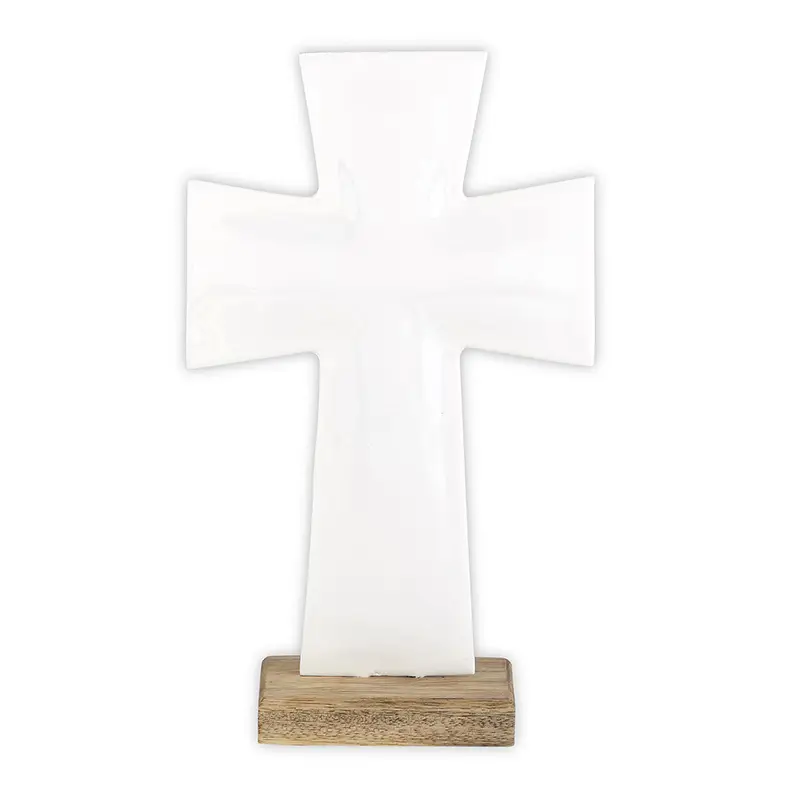 Enamel Cross Large White