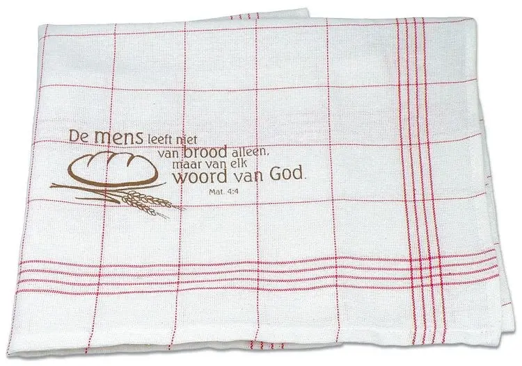 Theedoek rood De mens leeft niet van