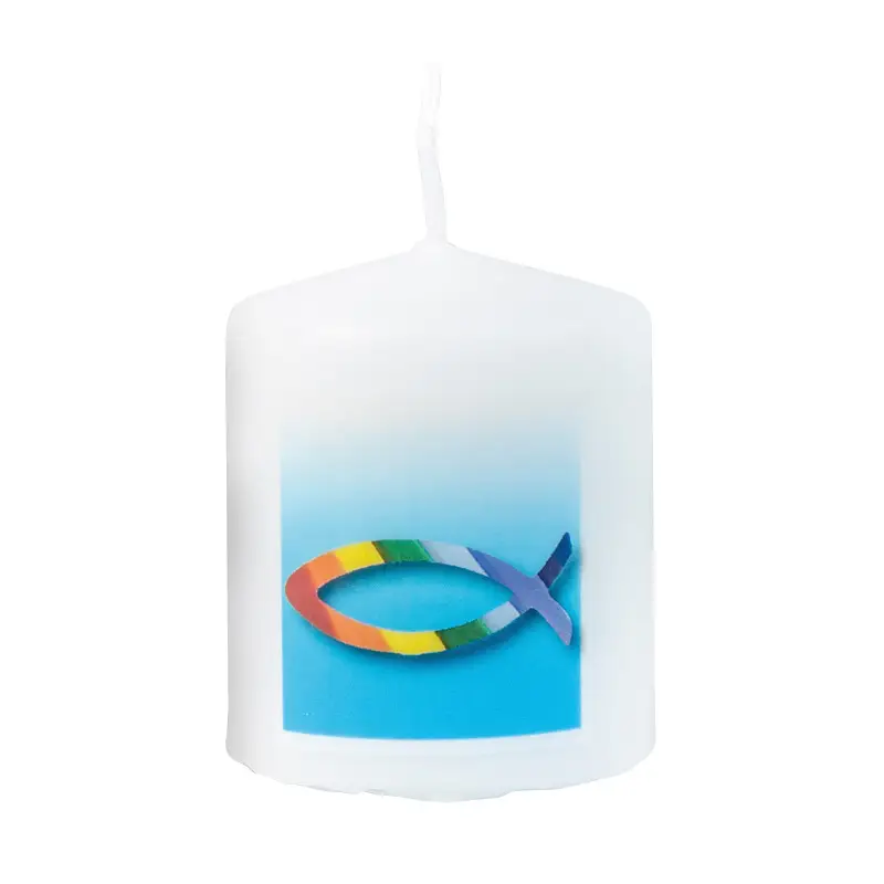 Stompkaarsje vis regenboog 6 cm